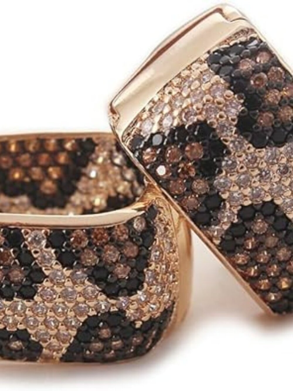 New Boho Leopard Print Earrings Cubic Zirconia Paving Gold Plated Chunky Hoop